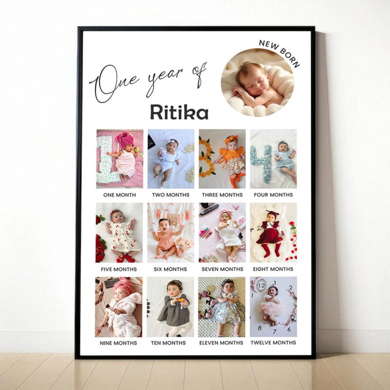 12 Months Baby Photo Frame first year collage