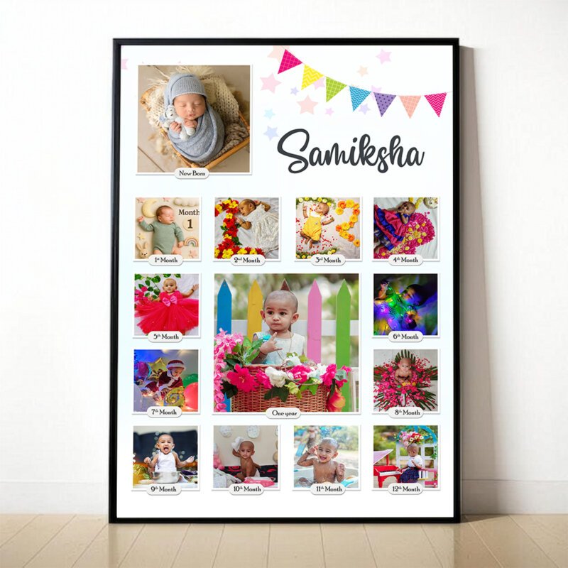 12 months baby photo frame design first year collage