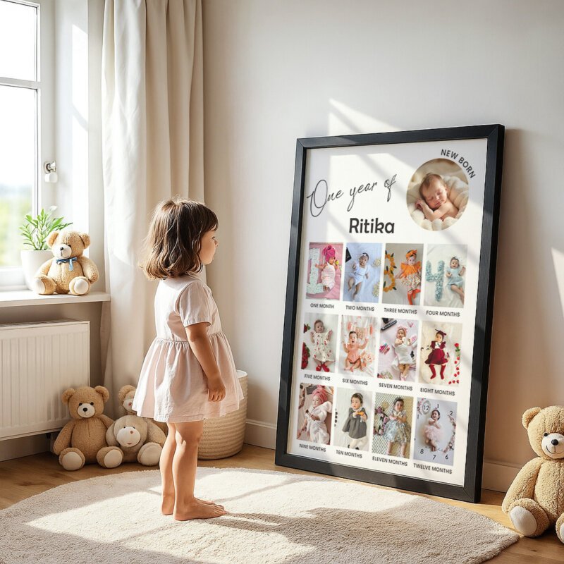 12 Months Baby Photo Frame premium print