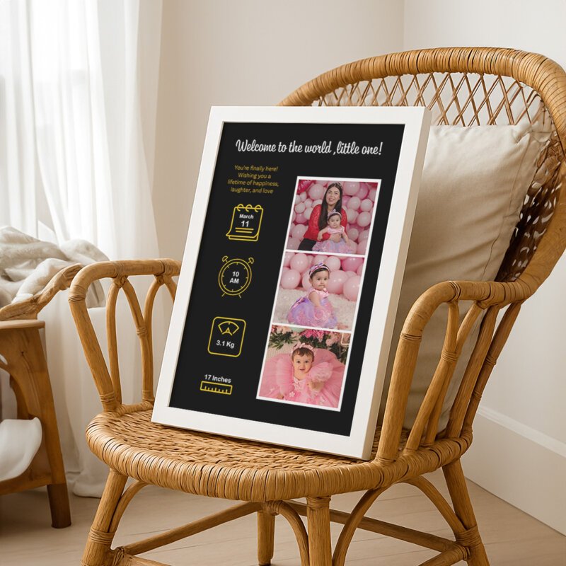 new born baby photo frame birth stats