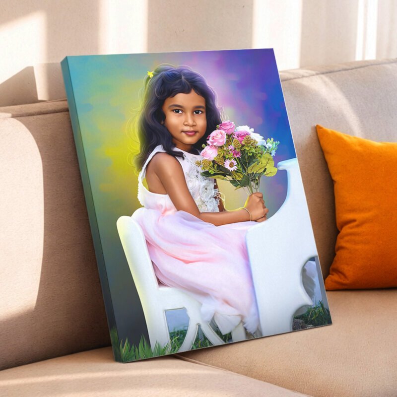 baby digital oil painting portrait on canvas framed wall art