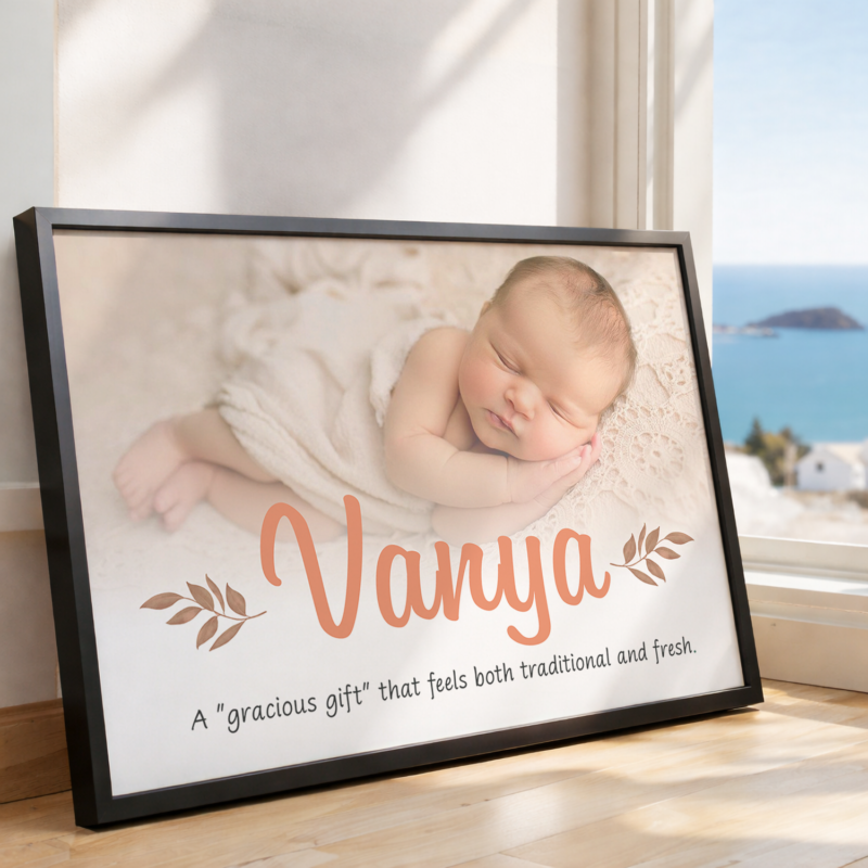 Personalized Baby Name Announcement Photo Frame | Custom Newborn Name Wall Art