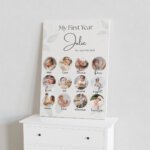 baby first year photo frame 12 month collage design