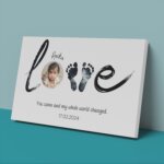 Customized Baby Footprint Frame with Name & Photo – Newborn Keepsake - Image 2