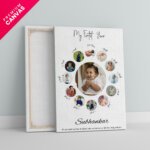 12 months photo collage first year milestone layout