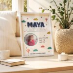 ersonalized Baby Name Announcement Frame | Newborn Birth Details Wall Art - Image 5