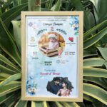 Personalized baby birth stats photo frame with newborn photo and custom birth details
