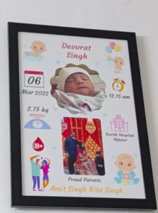 Personalised Baby Birth Stats Frame | Custom Newborn Photo Print with Name, Date, Weight & Time | BabyGatha photo review