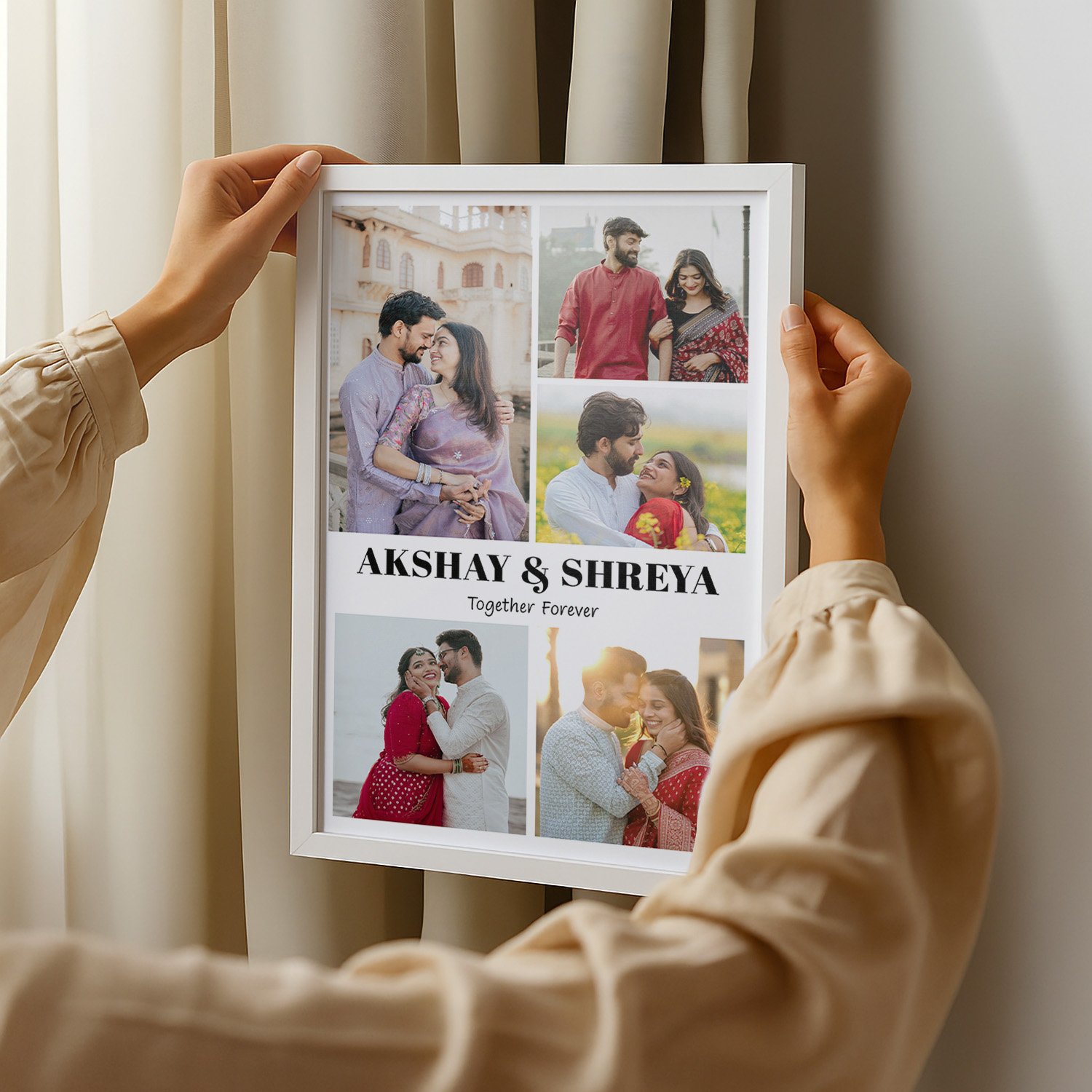 Personalized Couple Photo Collage Frame | Custom Anniversary Gift with Names - Image 6